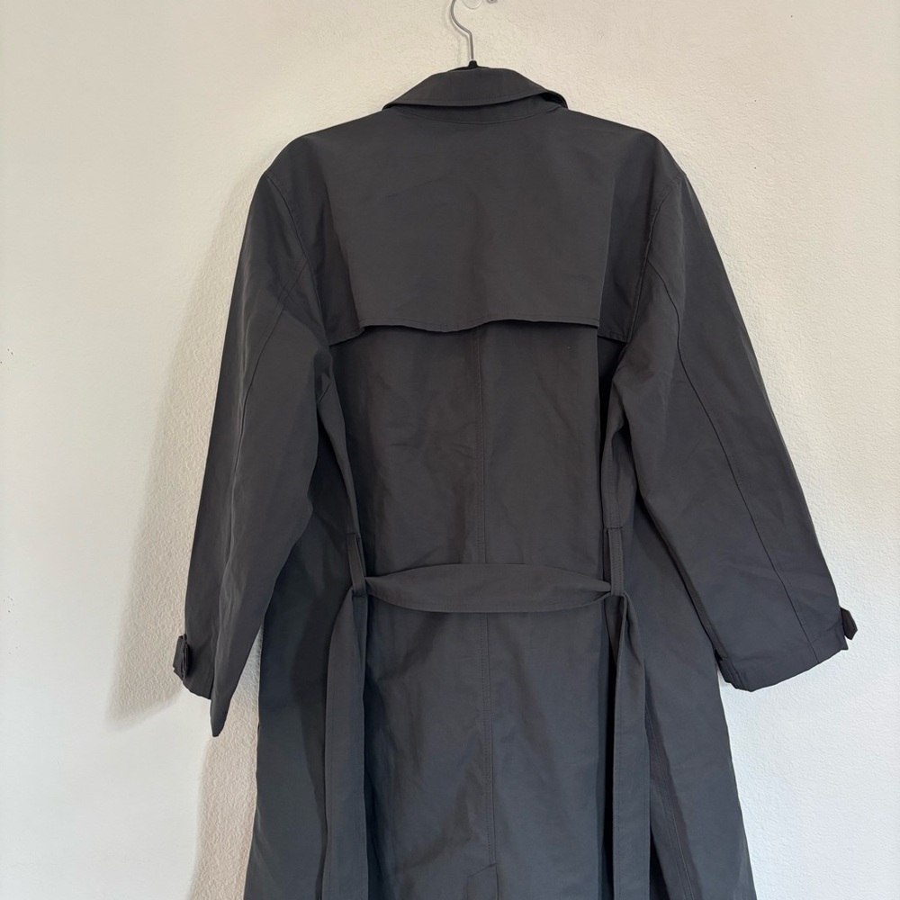 Old Navy Petite XL Water Resistant Tie Belt Trench Coat Panther Dark Gray - Picture 8 of 10